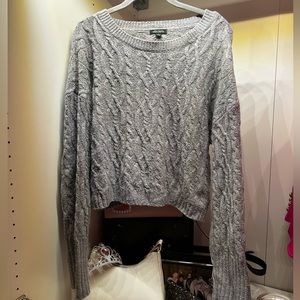 Wild fable light gray cable knit sweater